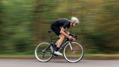 Image shows a rider training with a power meter.