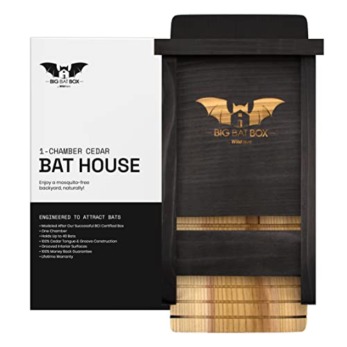 Wildyard Complete Outdoor Bat House &amp;amp; Box - Single-Chamber - Deters Mosquitoes - No Interior Paint - Easy to Hang Bat Box