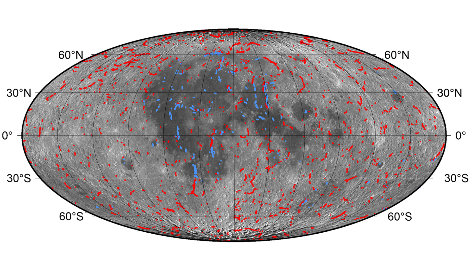 Um mapa global de falhas lunares.
