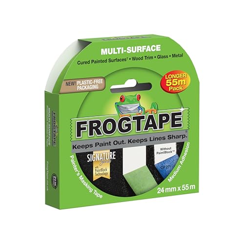 Frog Tape Green Multi Surface Painters Masking Tape, Indoor Painting and Decorating for Sharp Lines and No Paint Bleed 24mm X 55m