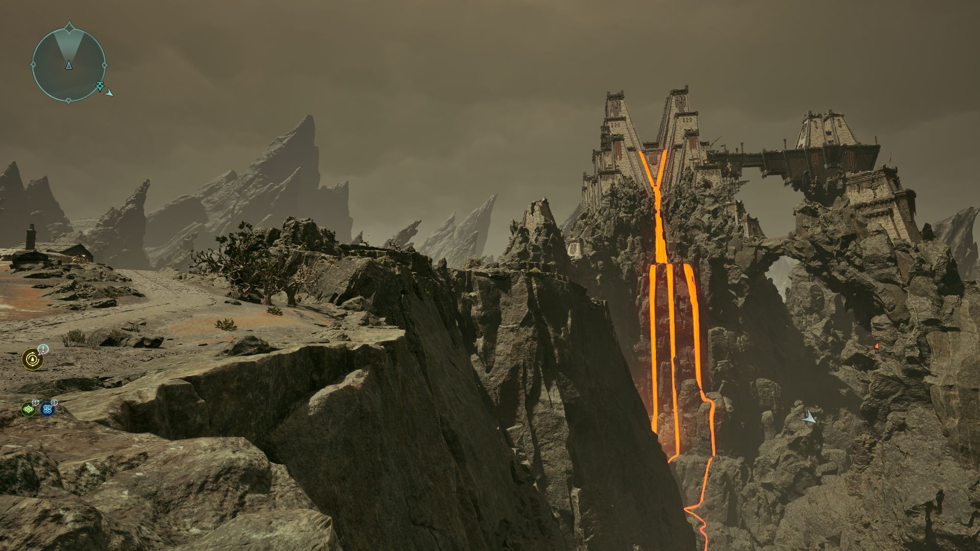 Avowed screenshot showing lava waterfall