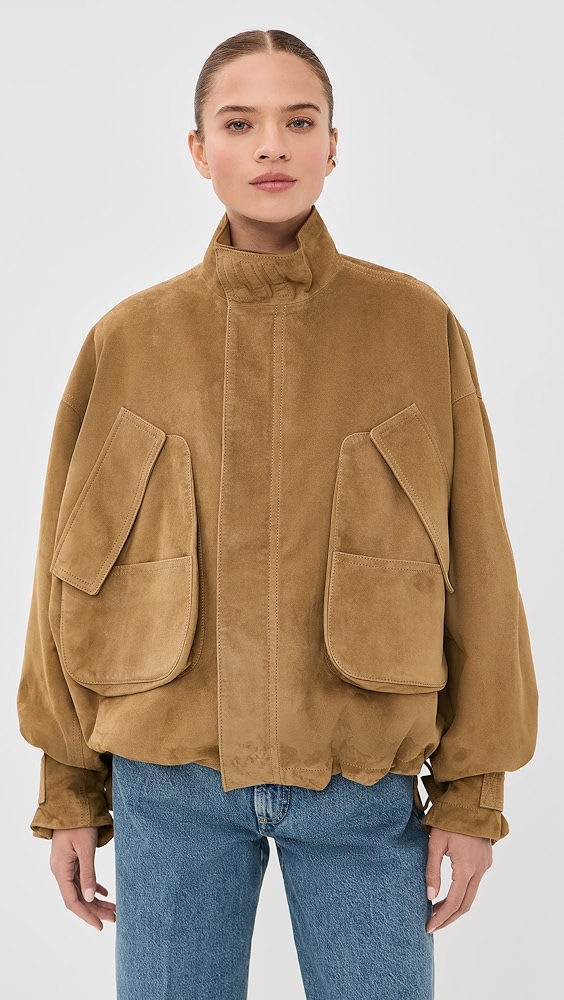 Suede Bomber Jacket - Sand
