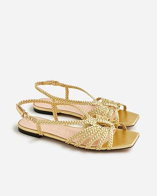 New Capri Braided Sandals in Metallic Leather