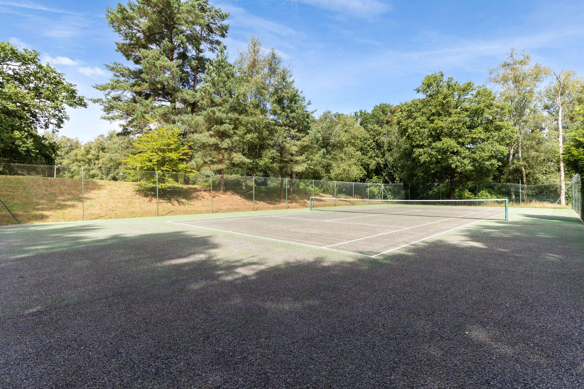 The tennis court at Larchfield. needs a bit of love