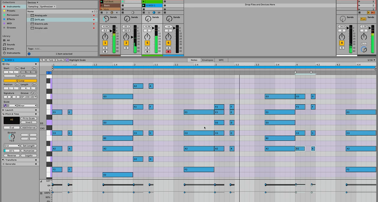 Chord inversions in Ableton Live 12