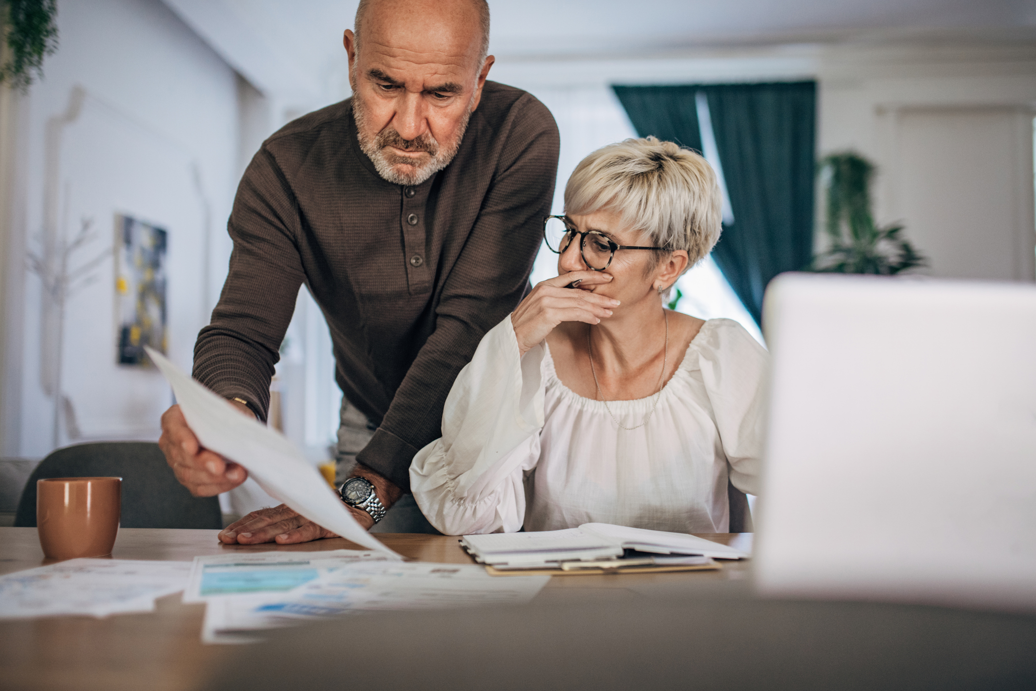 A couple looking over finances