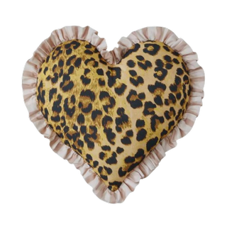 Heart Shaped Leopard Frill Cushion