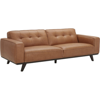 Rivet Bigelow Modern Leather Sofa Couch with Wood Base