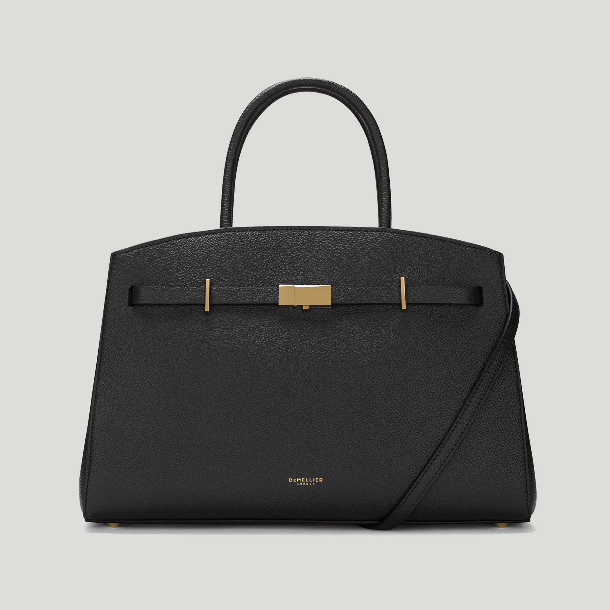 The Midi Hudson | Black Small Grain | Demellier