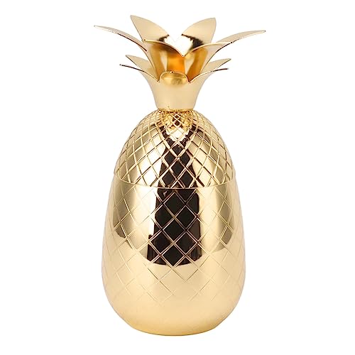 Syrisora Cocktail Shaker Pineapple Shape Stainless Steel Polished Smooth Surface 500ml for Home Bar (gold)