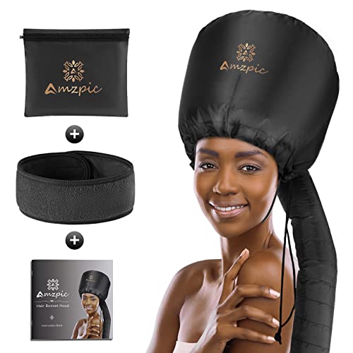 Bonnet Hood Hair Dryer Attachment - Soft, Adjustable Extra Large Bonnet Hair Dryer for Speeds Up Drying Time at Home, Easy to Use for Styling, Curling and Deep Conditioning (black)