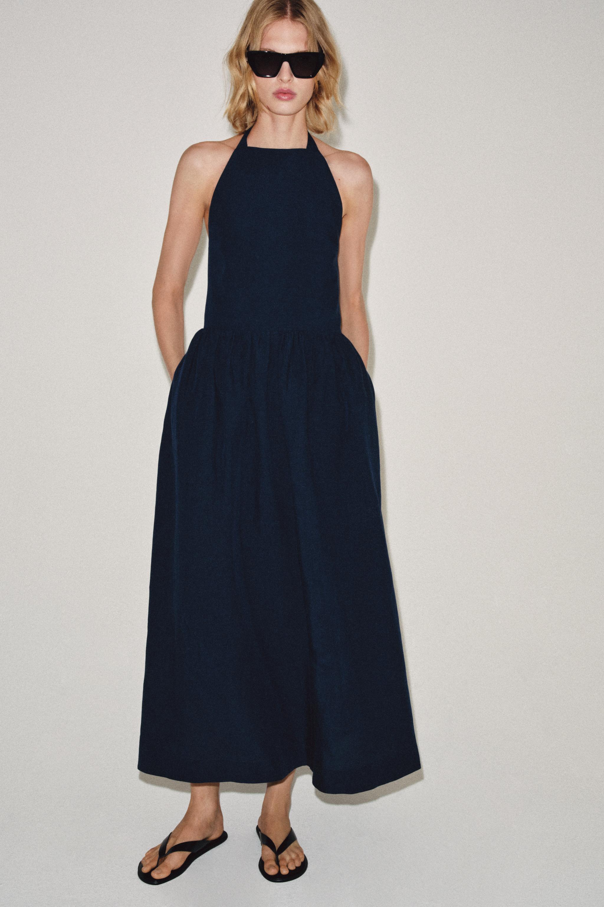 Zw Collection Halter Neck Dress - Navy Blue - Xs