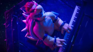Bowser (Jack Black) playing the piano and singing the "Peaches" song in The Super Mario Bros. Movie