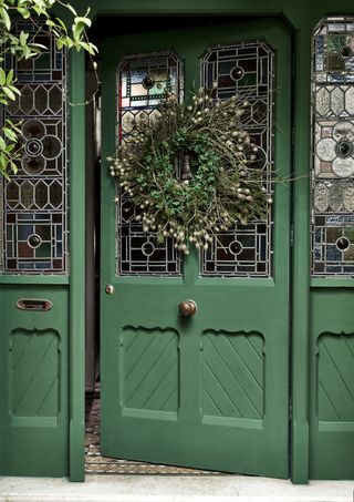 Front door painted in Amsterdam Green, Annie Sloan