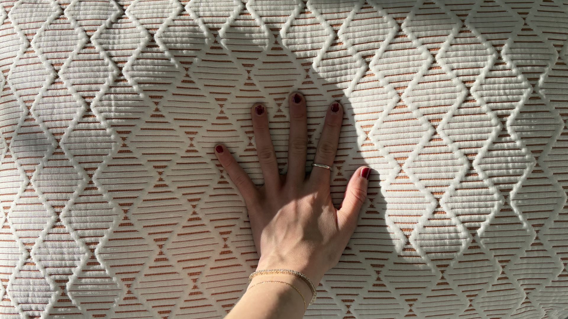 Silentnight Restore Cooling Copper Pillow on the bed during testing