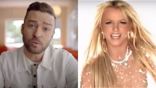 Justin Timberlake in Can't Stop the Feeling video and Britney Spears in Toxic video.