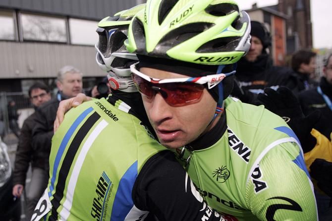 Sagan thanks his teammates after winning Gent-Wevelgem