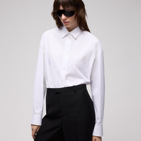 Gg Cotton Poplin Damier Shirt