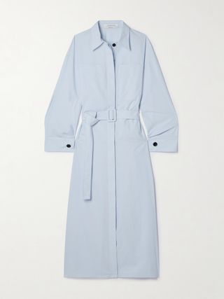 + Net Sustain Belted Organic Cotton-Poplin Midi Shirt Dress