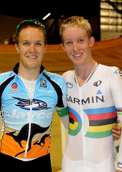 Double trouble&hellip; Travis (left) and Cameron Meyer were prominent in the night's racing. Travis won the scratch race while big brother Cam took out the points race.
