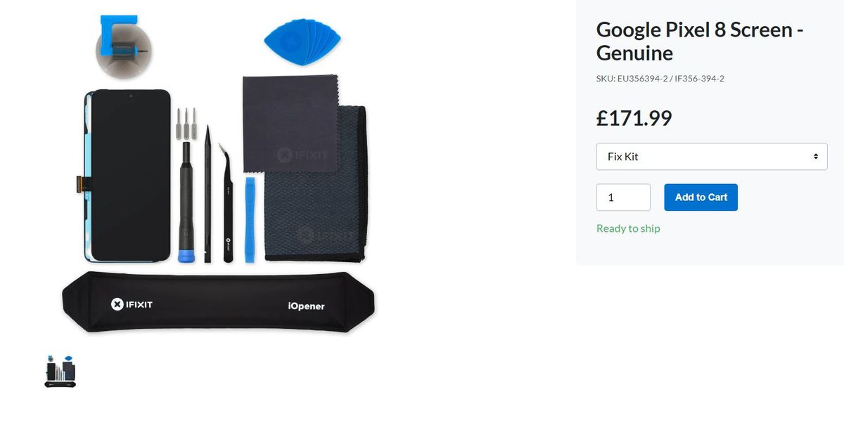 Components of Google pixel 8 series phones from iFixit website