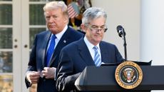 Donald Trump and Jerome Powell in the Rose Garden of the White House