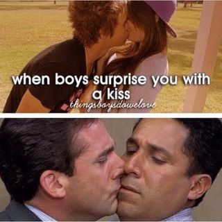 Michael Scott kissing Oscar in The Office meme