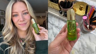 Brianna Peters holds Tata Harper Bio-Shield Face Oil