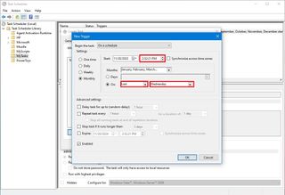 Task Scheduler day and time details