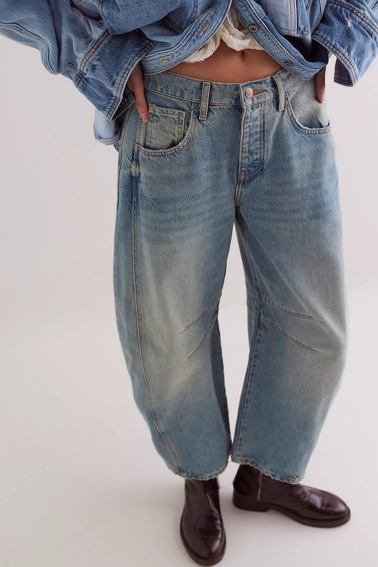 We the Free Good Luck Mid-Rise Barrel Jeans
