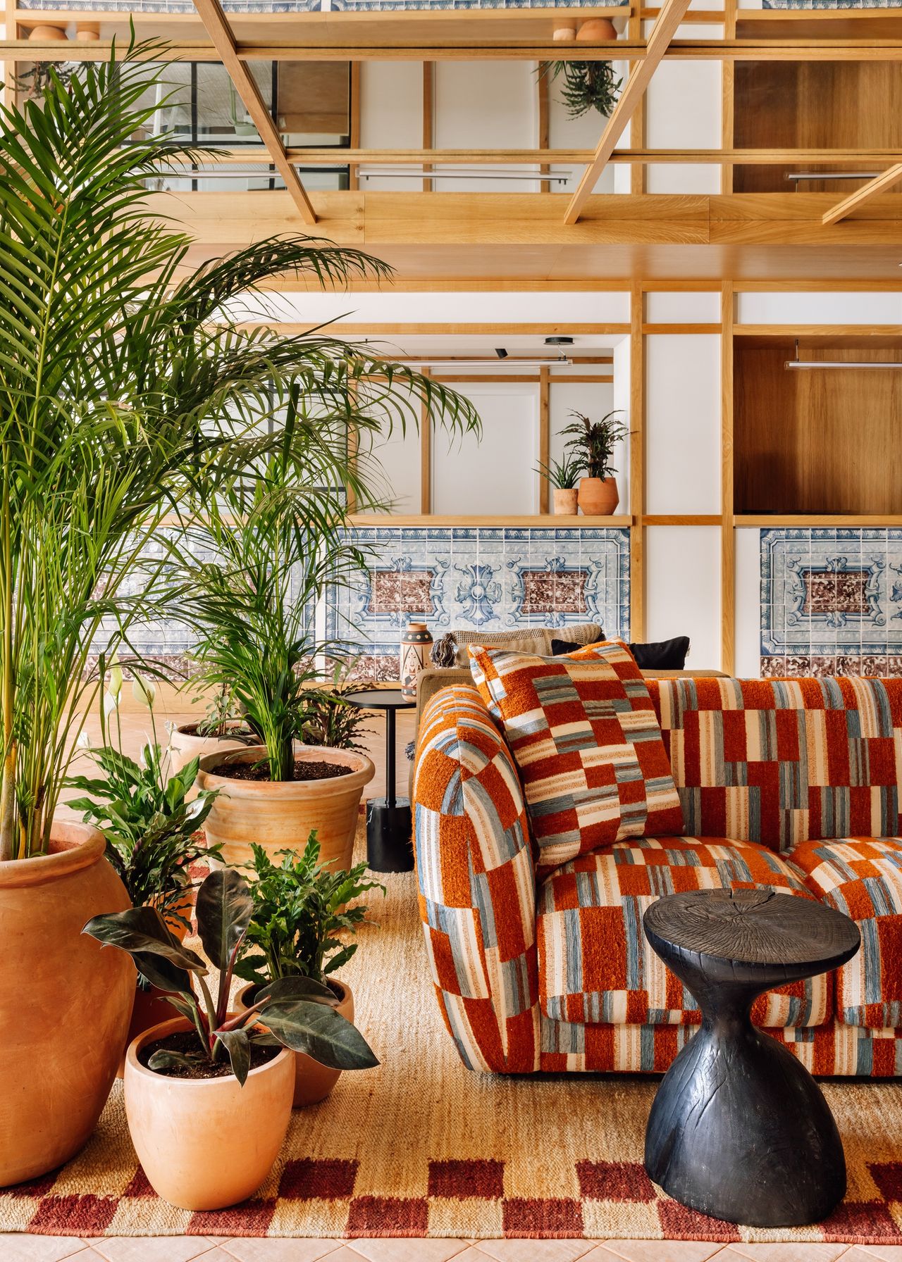 lobby at locke santa de joa with a patterned sofa