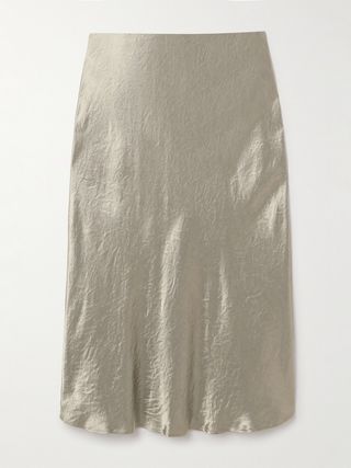 Leisure Alessio Crinkled-Satin Midi Skirt