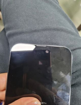 An alleged real-life image of the iPhone 14 Pro's new notch design