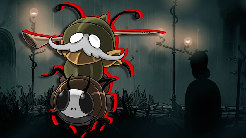 A mustached bug riding a beetle