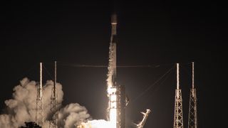 A SpaceX Falcon 9 rocket launches 22 Starlink satellites to orbit on June 7, 2024.