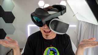 Wearing a Meta Quest Pro and a PSVR headset at the same time