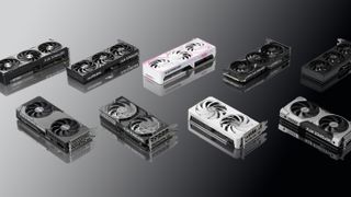 Nvidia's RTX 5060 GPU family on a gray and black gradient background.