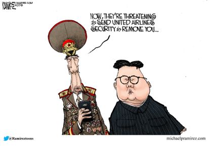 Political Cartoon International North Korea Kim Jong Un United Airlines removal