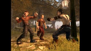 Thugs gang up on the unarmed hero in Fable