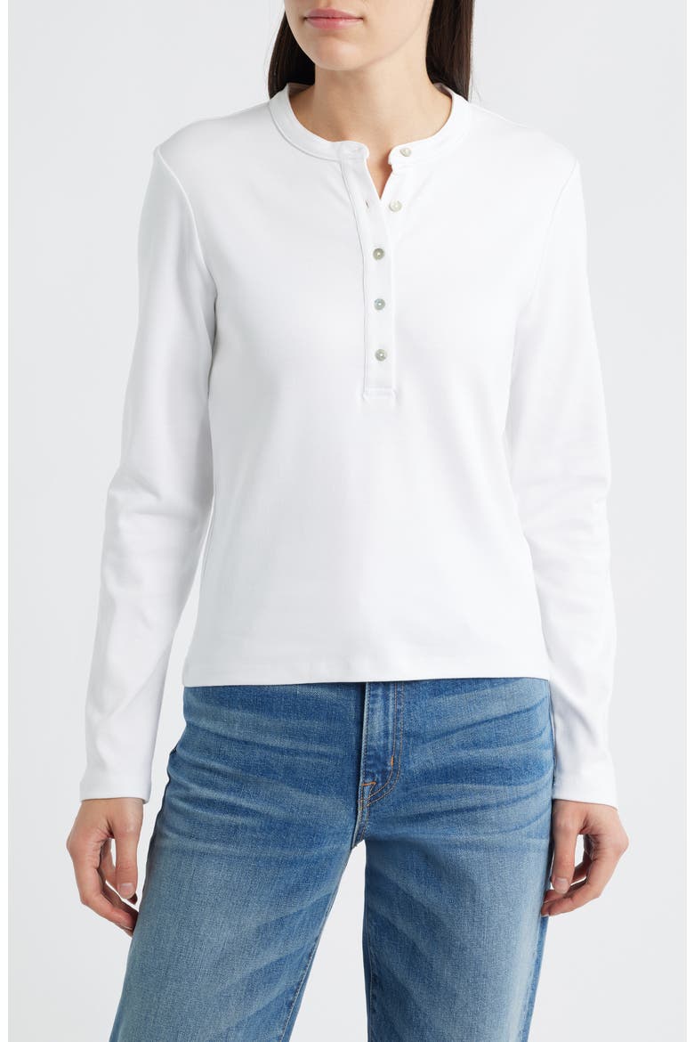 Long Sleeve Stretch Cotton Henley