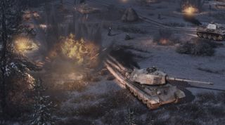 A tank battle at night