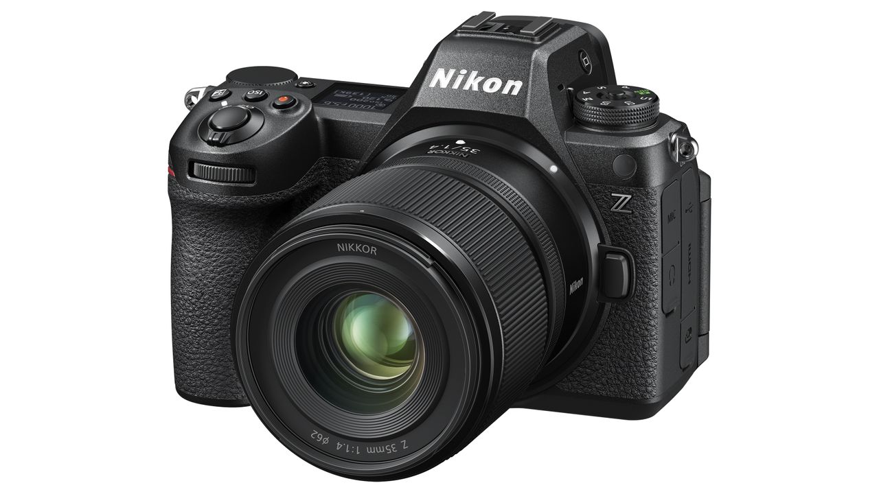 Nikon Nikkor Z 35mm f/1.4 lens against a white background