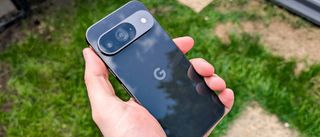 google pixel 9 from behind in front of a grassy background