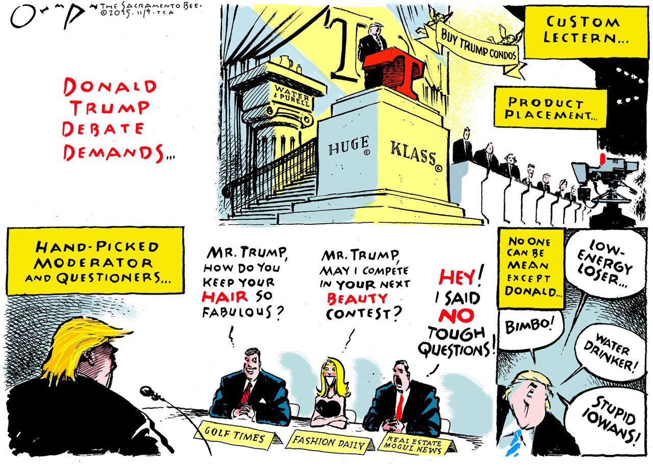 Political cartoon U.S. Donald Trump GOP Debate