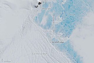 This Landsat satellite image, acquired in January 2016, shows Antarctica's Larsen Ice Shelf.