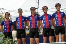 Tyler Farrar (centre) was a member of the USA's Under-23 World Championship team in 2004.