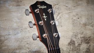 Taylor headstock with stone wall in background