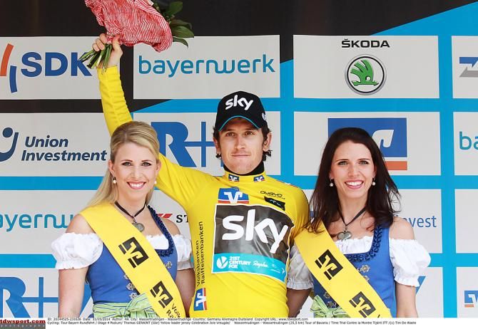Geraint Thomas (Team Sky) in the race lead at Bayern Rundfahrt