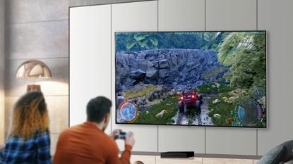 LG gaming TV in use