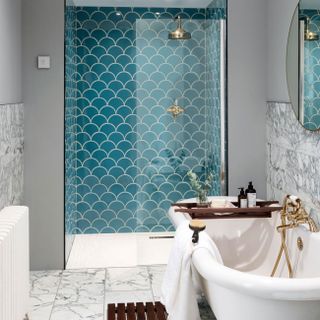 Scalloped bathroom tiles